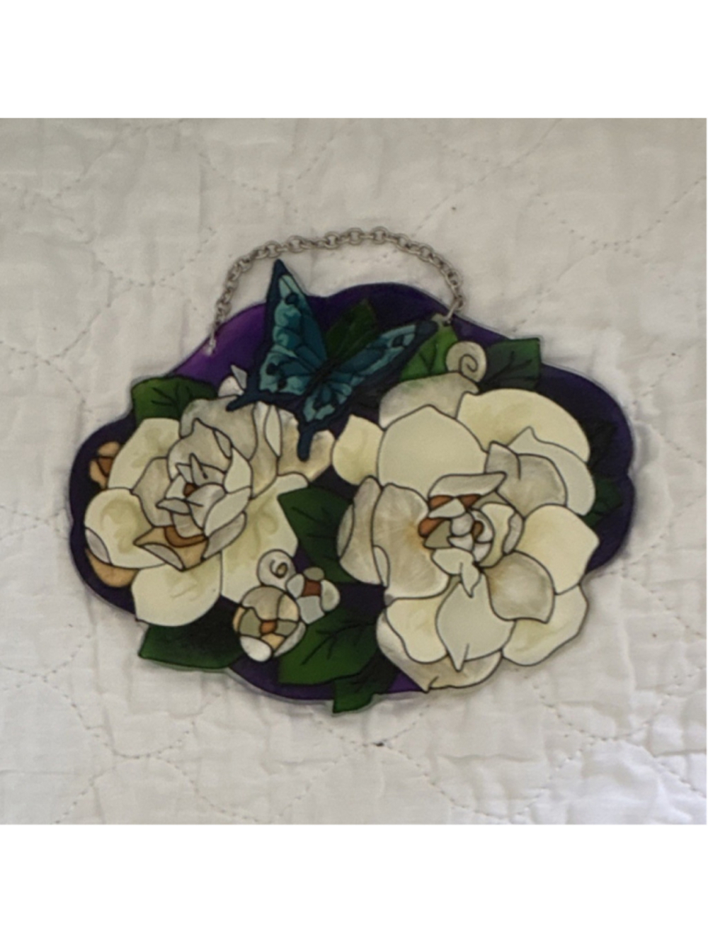 Joan Baker Designs Gardenias Stained Glass Suncatcher Ready To Hang SSD1010 2007
